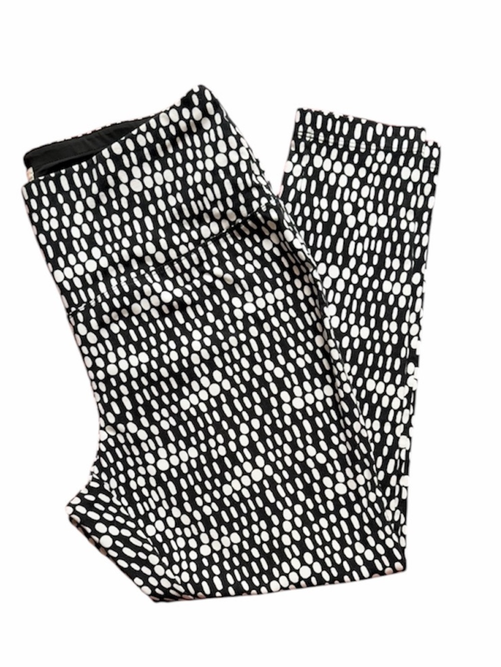 Chicos Zenergy Black and White Dot-Print Leggings. Size Large.